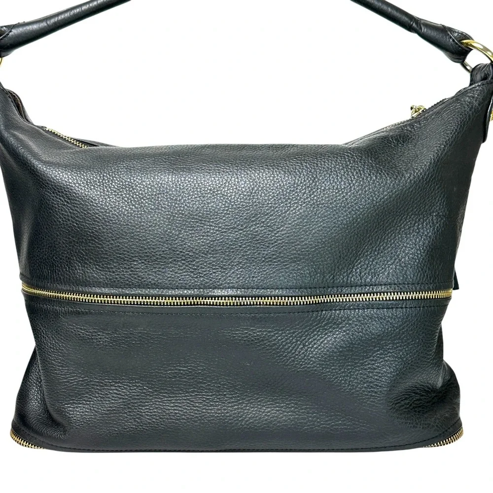 Onna Ehrlich Handbag Kemi Hobo Pebbled Leather‎ Tassel Zip Black OS Boho Chic